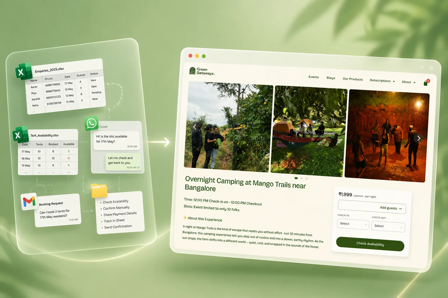 Green Getaways booking website